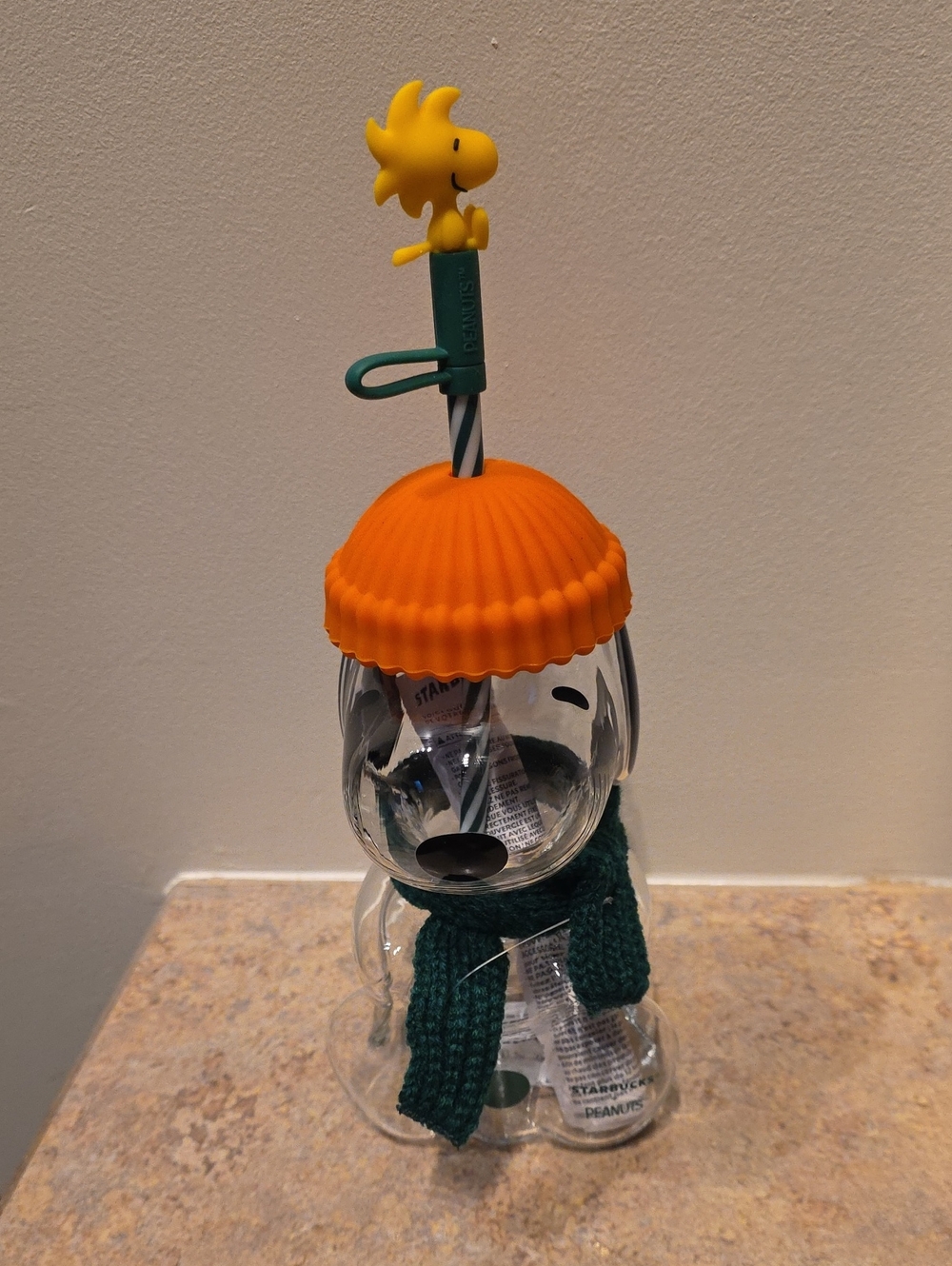 Limited Edition Starbucks Cold Drink Snoopy Glass With Straw NEW